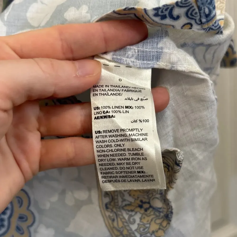 Chico’s No Iron 100% Linen Floral Paisley Button Up Top Size 0 / Small - Picture 8 of 8